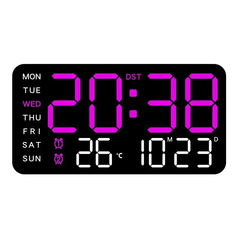 Mirror Brushed Finish Wall Clock Premium Feel Silent Wall Clock Table Alarm Clock Temp Display Bedroom Office Living Room Decor