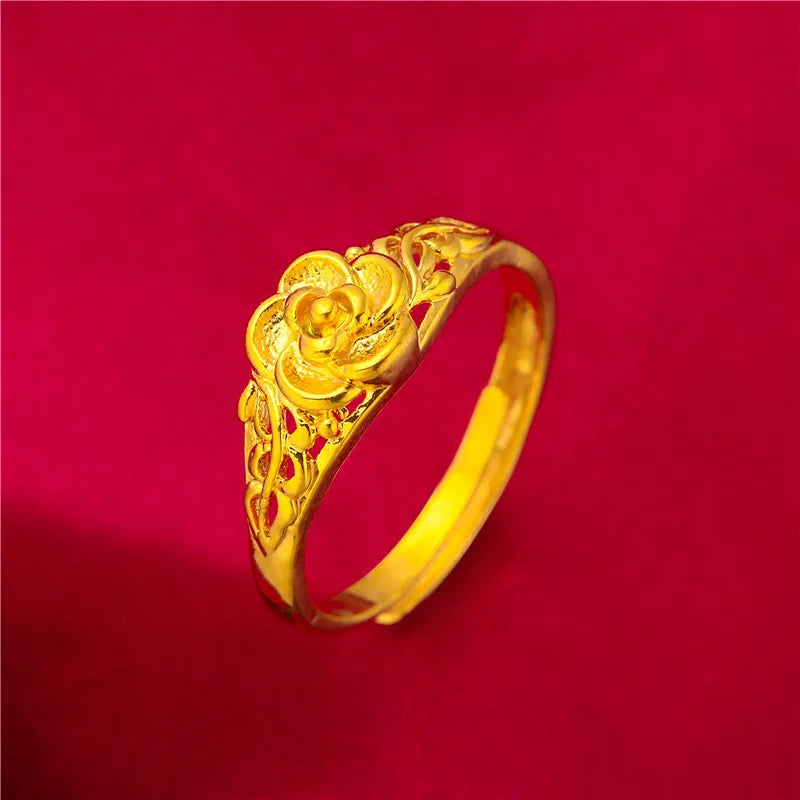 ANIID Dubai Gold Color Ring For Women Resizable Brazilian Wedding Bride Arabic Ethiopian Finger Ring Nigerian Jewellery Moroccan