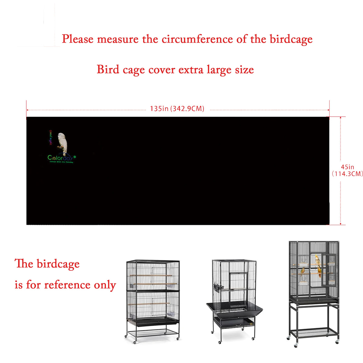 Black Bird Cage Shading Cover, Large Universal, Blackout, Breathable Parrot Cage, Good Night Covers