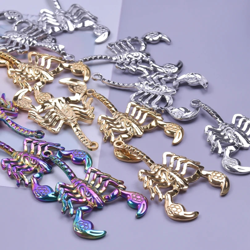 10PCS Ancient Egyptian Scarab Beetle Pendants Charms Stainless Steel Dragonfly Butterfly Pendant for Jewelry Making DIY Necklace