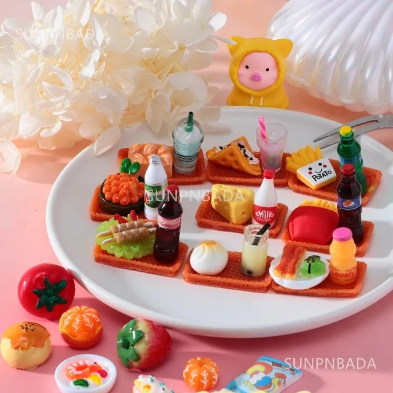 Cute Miniature Dollhouse Supermarket Food Snacks Mini Cake Wine Drink for Blyth BJD Doll Kitchen Accessories