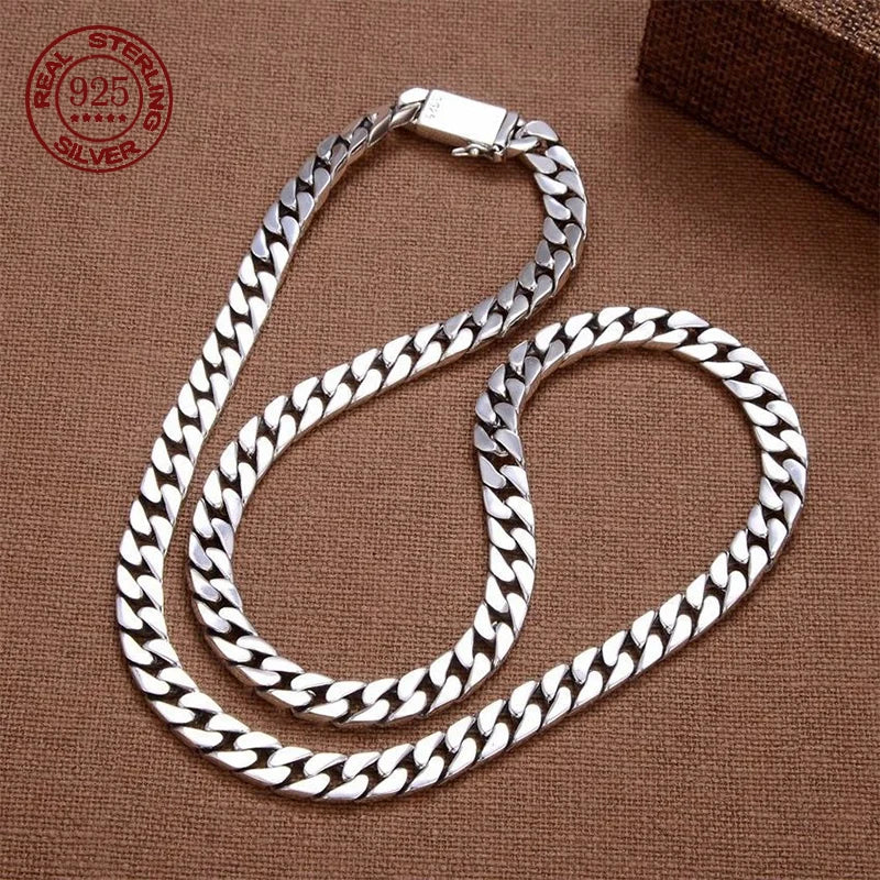 100% S925 Sterling Silver Necklace 7MM 8MM 10MM Punk 925 Silver Chains Original Certified Jewelry Gifts