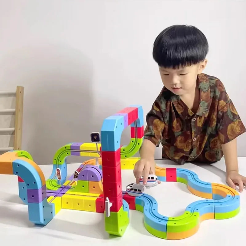 DIY Latest Educational Toys Assembly Magic Track Train Set Children's Toys Non-remote Control Rail Car Gift Box Christmas Gifts
