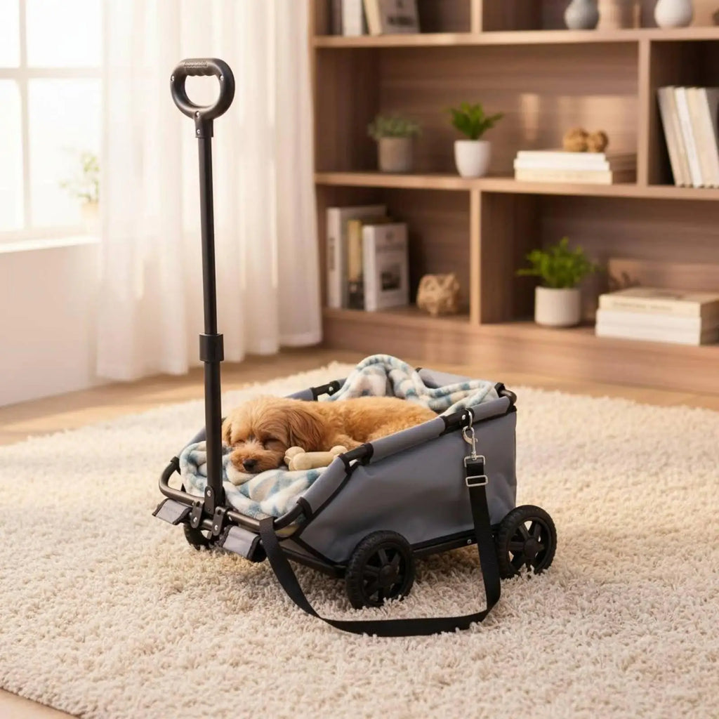 Folding Travel Cart Space Saving Pet Stroller Wagon Dog Carrier Trolley for Small Dogs Cats Camping Shopping