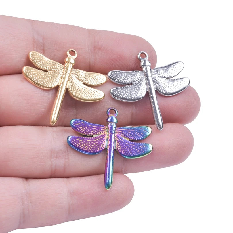 10PCS Ancient Egyptian Scarab Beetle Pendants Charms Stainless Steel Dragonfly Butterfly Pendant for Jewelry Making DIY Necklace