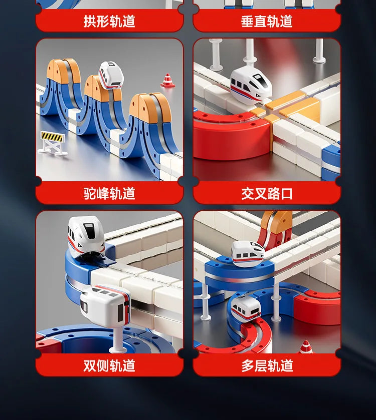 High-Speed Electric Train Set for Kids Magnetic Assembly DIY Educational Gravity-Defying Track Model Car Playset