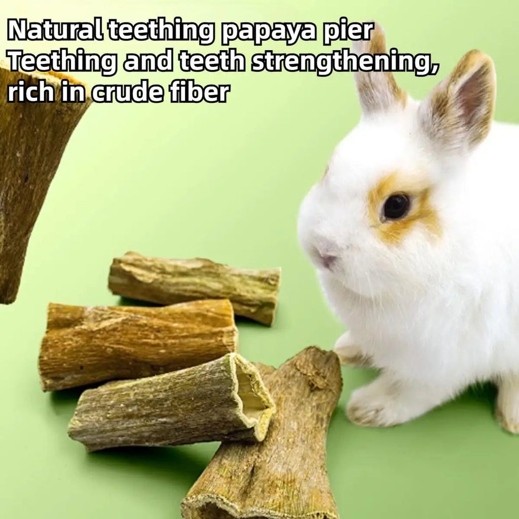 Natural Bunny Chew Toys,Organic Papaya Wood Chew Sticks Hamster Chew Toy for Teeth Hamster Guinea Pig Rat Gerbils