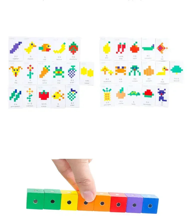 2*2*2cm Square Cube Rainbow Blocks Building Assembling Blocks Wooden Toys for Gift