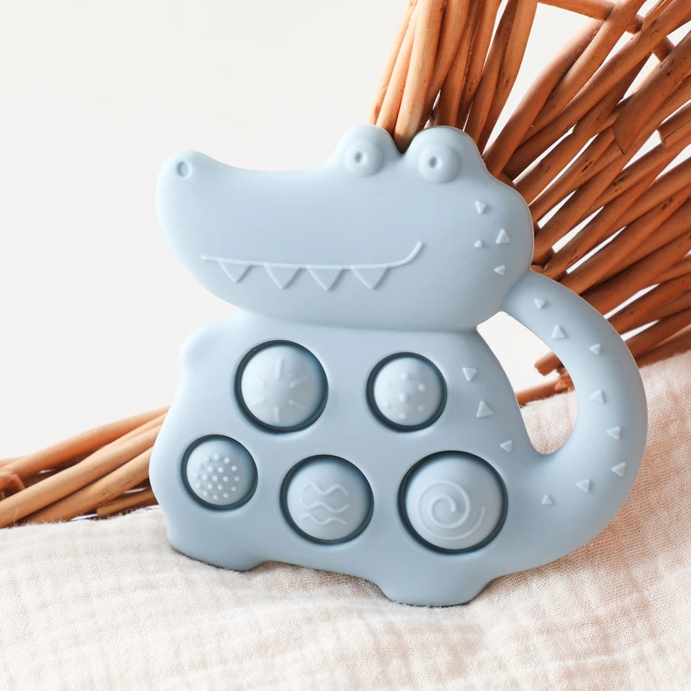 1pc Silicone Baby Toys 0-12 Baby Teether Toys Baby Fidget Toys Teething Sensory Toys Silicone Hand Bell Silicone Soothing Toys