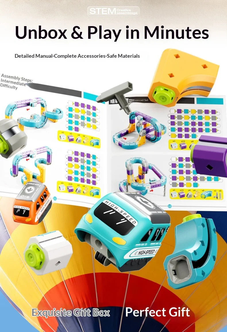 Magnetic Building Blocks Track Car Variable Assembled Track Puzzle Educational Toy For Adult Family Interactive Game School Gift