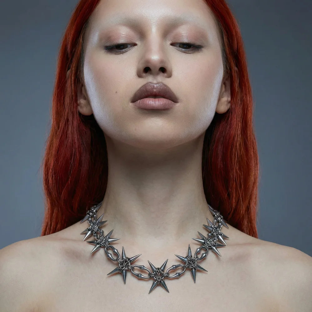 Punk Grunge Rock Rivet Clavicle Chain Cool Fashion Handmade Geometric Necklace Goth Charm Jewelry Hip Hop Accessories Gift