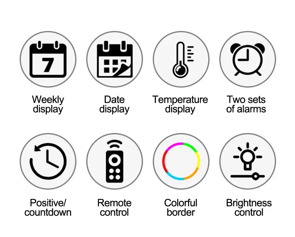 LED Digital Wall Clock Remote Control Electronic Mute Clock with Temperature Date Week Display 15-inch Timing Function Clock