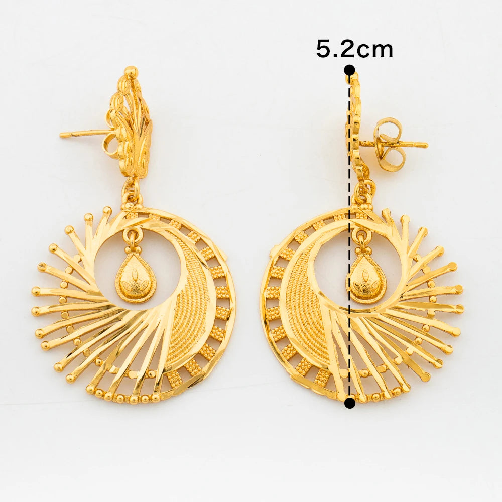Italian Gold Color Jewelry Set for Women Pendant and Earrings Party Gifts  Plated Necklace Bohemia Jewellery Engagement