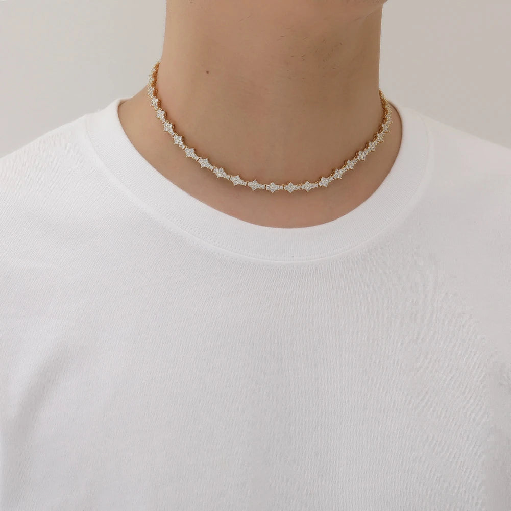 TOPGRILLZ New Honeycomb Necklace Classic 7MM Tennis Chain Hip Hop Punk Jewelry High Quality Choker Necklace For Anniversary Gift