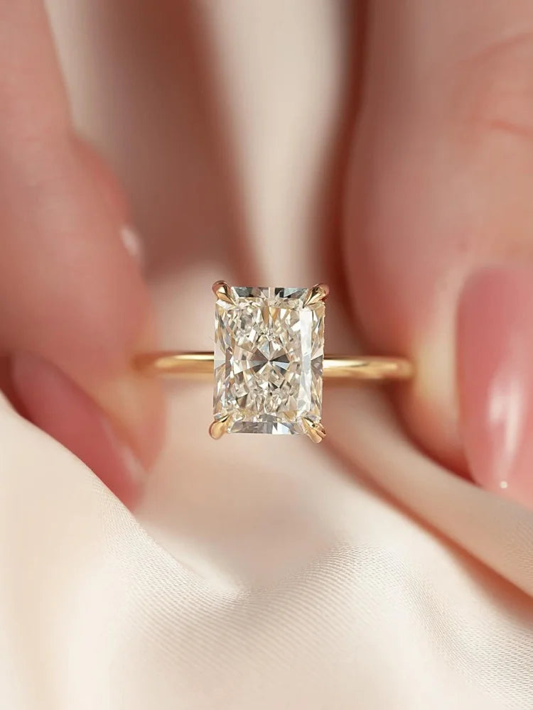 925 Sterling Silve Gorgeous Shiny 1-5CT Zircon Rectangle Ring For Women Engagement Wedding Luxury High Quality Fine Jewelry