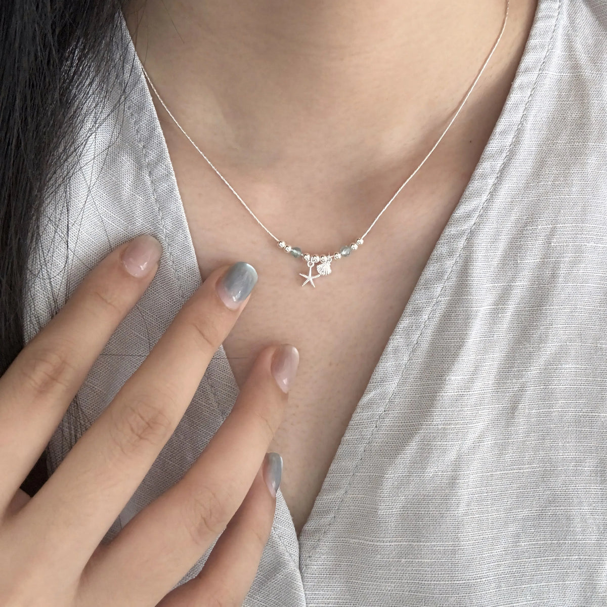 VENTFILLE 925 Sterling Silver Bead Geometry Necklace for Women Girl Korean Design Versatile Choker Jewelry Dropship Wholesale