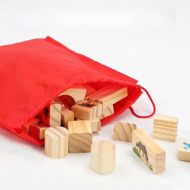 Wooden DIY Puzzle Blocks for Boys And Girls Montessori Stacking Blocks Colorful Educational Creative Toys Enlightenment Thinking
