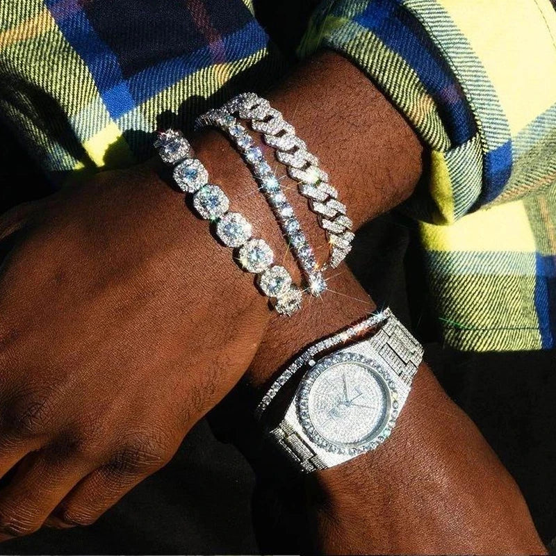 13/14/20MM HipHop Iced Out Chain Cuban Link Chain Necklace For Men Gold Silver Color Rhinestone Pave Men's Birthday Jewelry Gift
