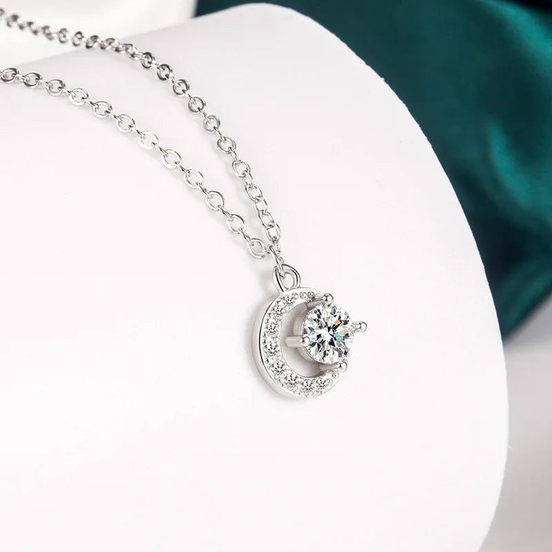 Fashion Luxury Trendy Classic 1ct GRA Moissanite Irregular Sqaure Necklace For Charm Women 925 Silver Party Jewelry Gift