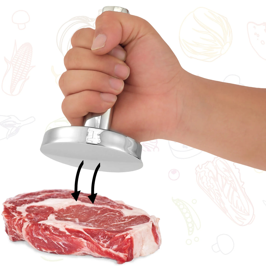 Meat Pounder Flattener Stainless Steel Kitchen Meat Mallet Large Round Meat Mallet Tenderizer Tool Rust Proof Chicken Flattener
