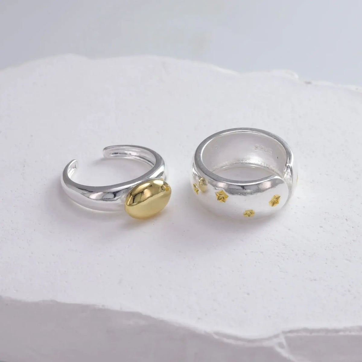 Sam Panda 925 Sterling Rings for Women Fashion Geometric Handmade Irregular Gold Star Ring Simple Fine Jelwery  Christmas Gift
