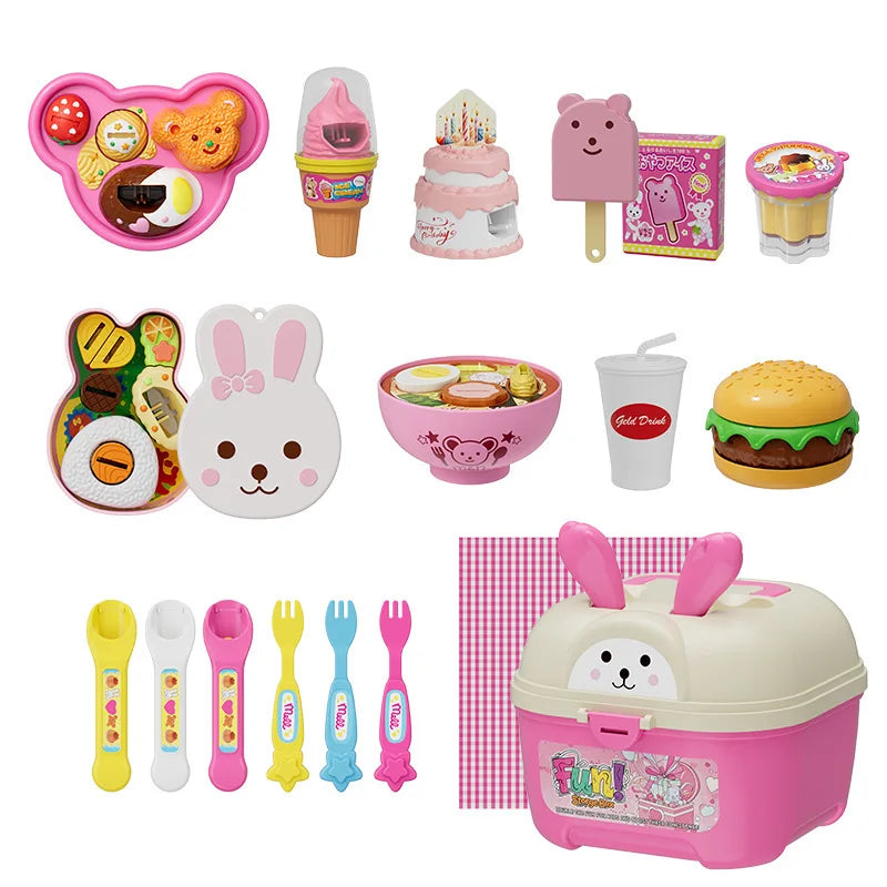 Little Bear Shape Pudding Feeding Set Pretend Play Early Education Lunch Box Pudding Toy Simulation Model Play House Toys Gifts