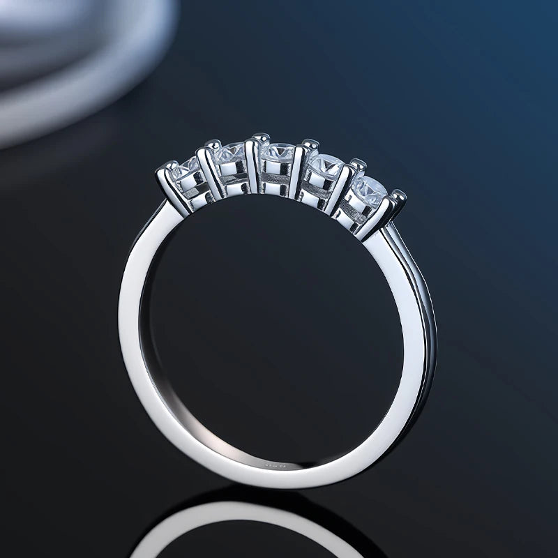 925 Sterling Silver Female Single Tail Ring100% Pass Diamond Tester Pen Moissanite Ring Matching Wedding Diamond Band for Women