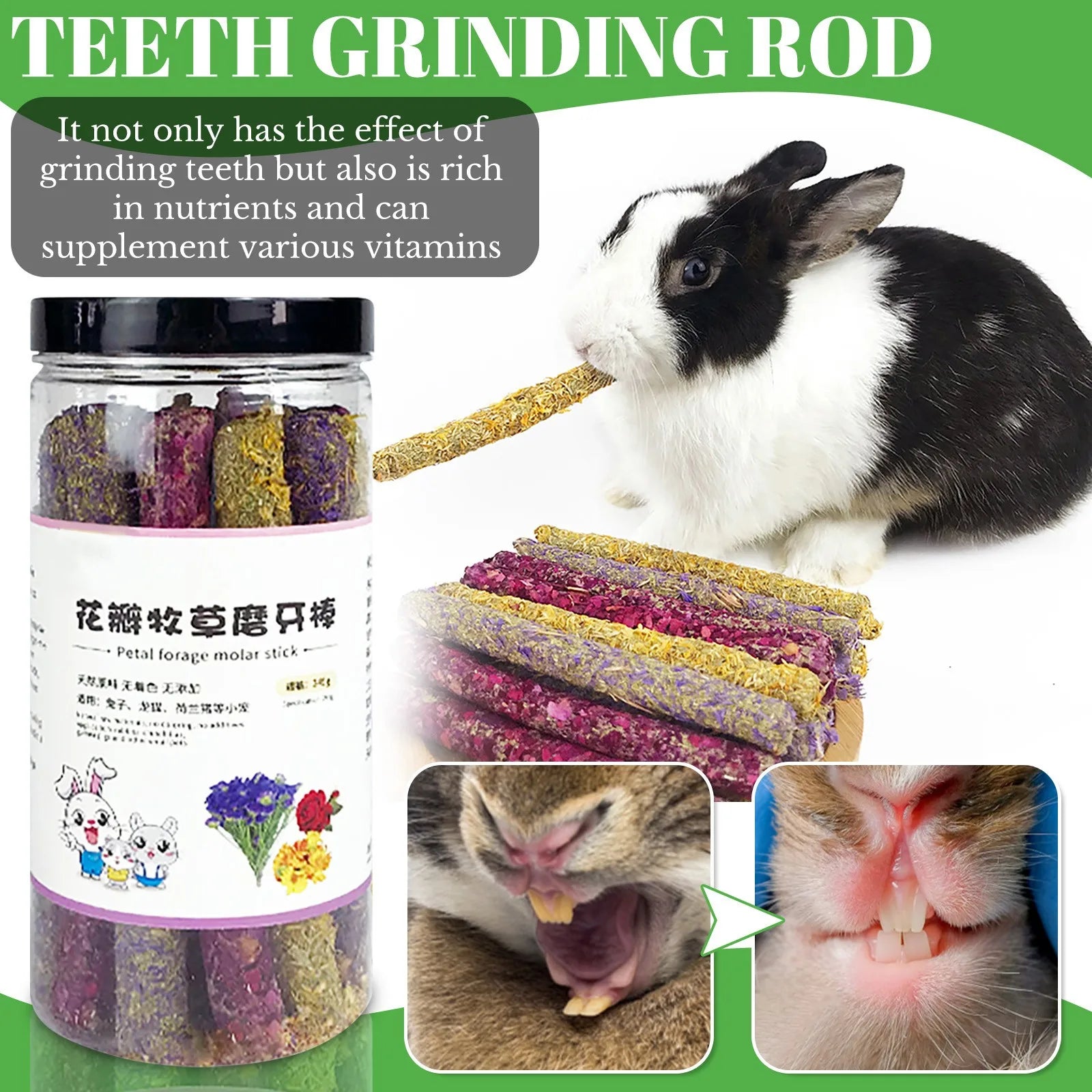 1-5PCS Teeth Grinding Sticks Rabbit Hamster Snack Rabbit Snacks Petal Grass Snacks And Grinding Teeth Sticks Teeth Grinding Toys