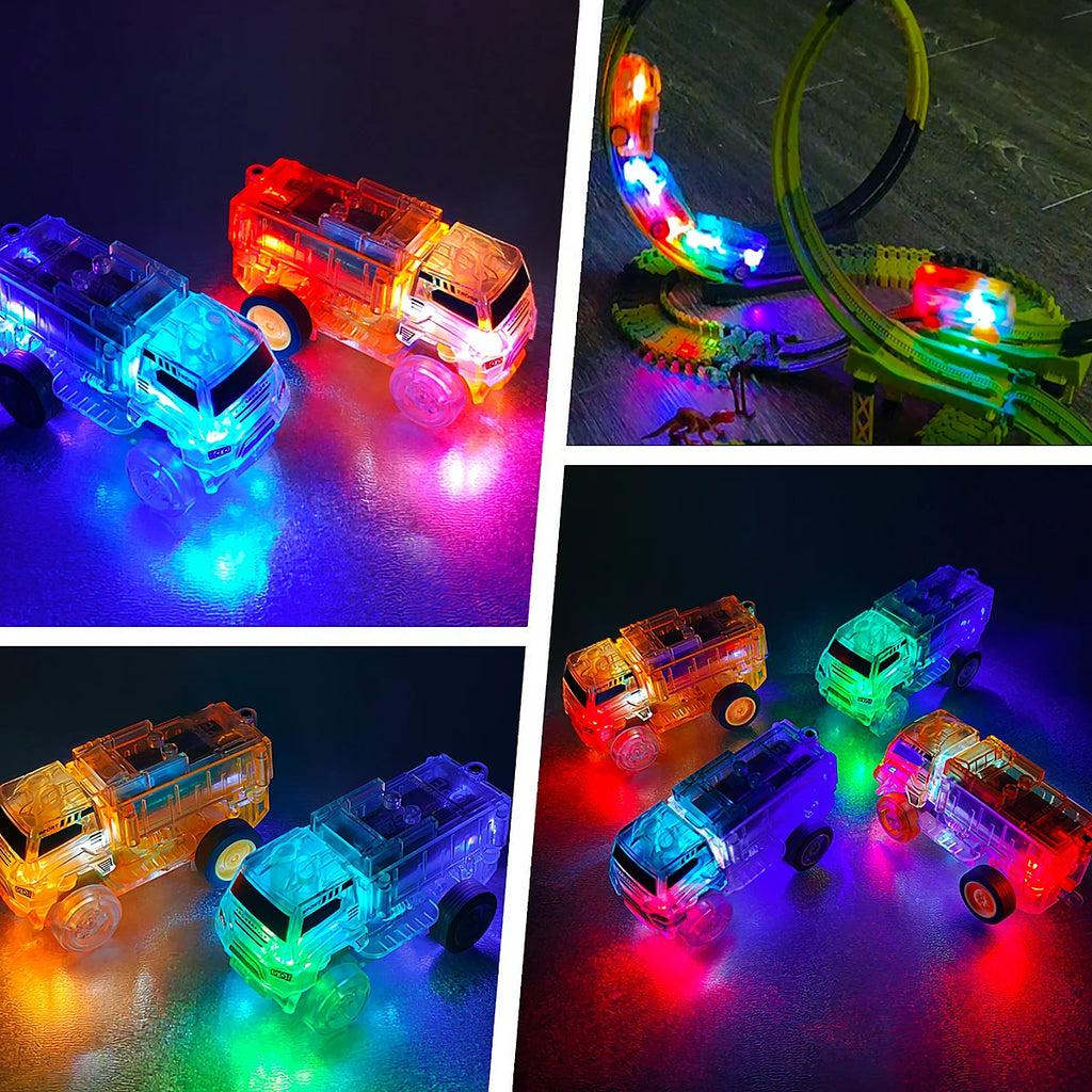 Tracks Cars Compatible Glow in the Dark LED Flashing Light Toy Cars Set for Most Race Tracks - Light up Cars for Kids