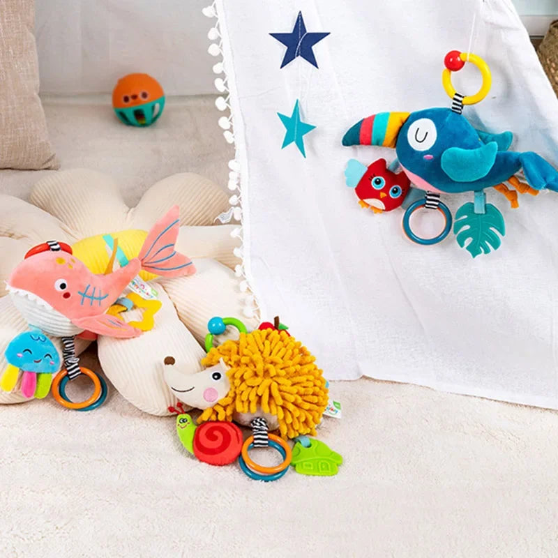 Newborn Infant Soft Plush Toy Teether Rattles Toys Baby Educational Toys Brain Developmental Hand Grip Cute Stuffed Animal Toys