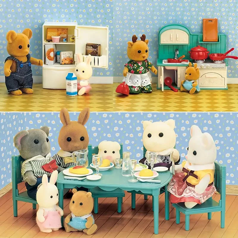 Toys Doll Forest Family Montessori Kitchen Miniature Doll House 1/12 Toy Kitchen Accessories Dollhouse Furniture Toys for Girls
