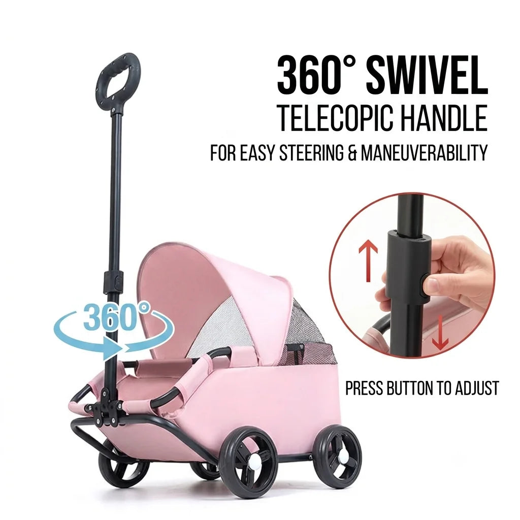 Pet Stroller Dogs Cats Teddy Bear Baby Stroller Small Pet Stroller Light and Foldable Suitable Outdoor Travel Dog Cat Supplies