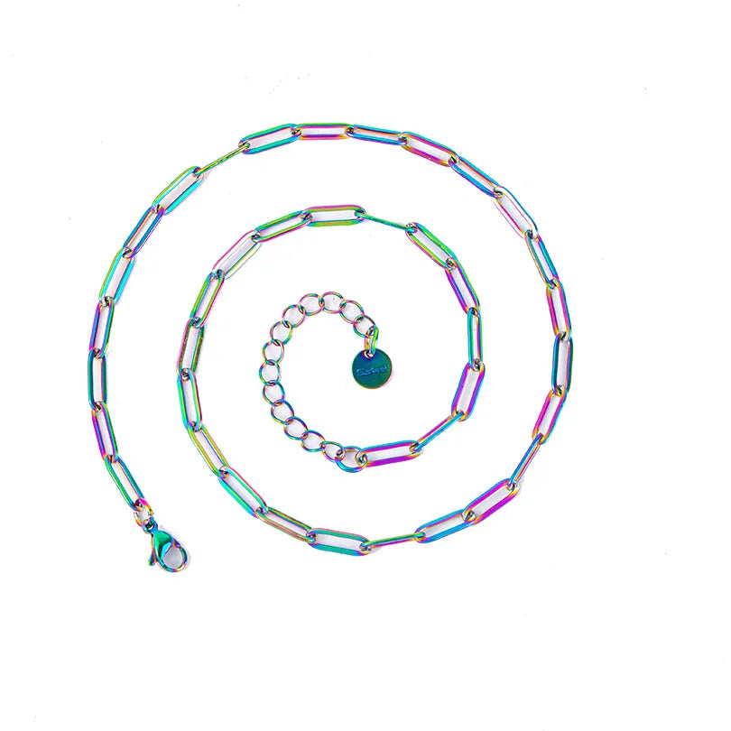 Length 40/45/50/60/70cm Geometric Hollow Stainless Steel Paperclip Chain Necklaces For Women Men Accessories Fashion DIY Jewelry