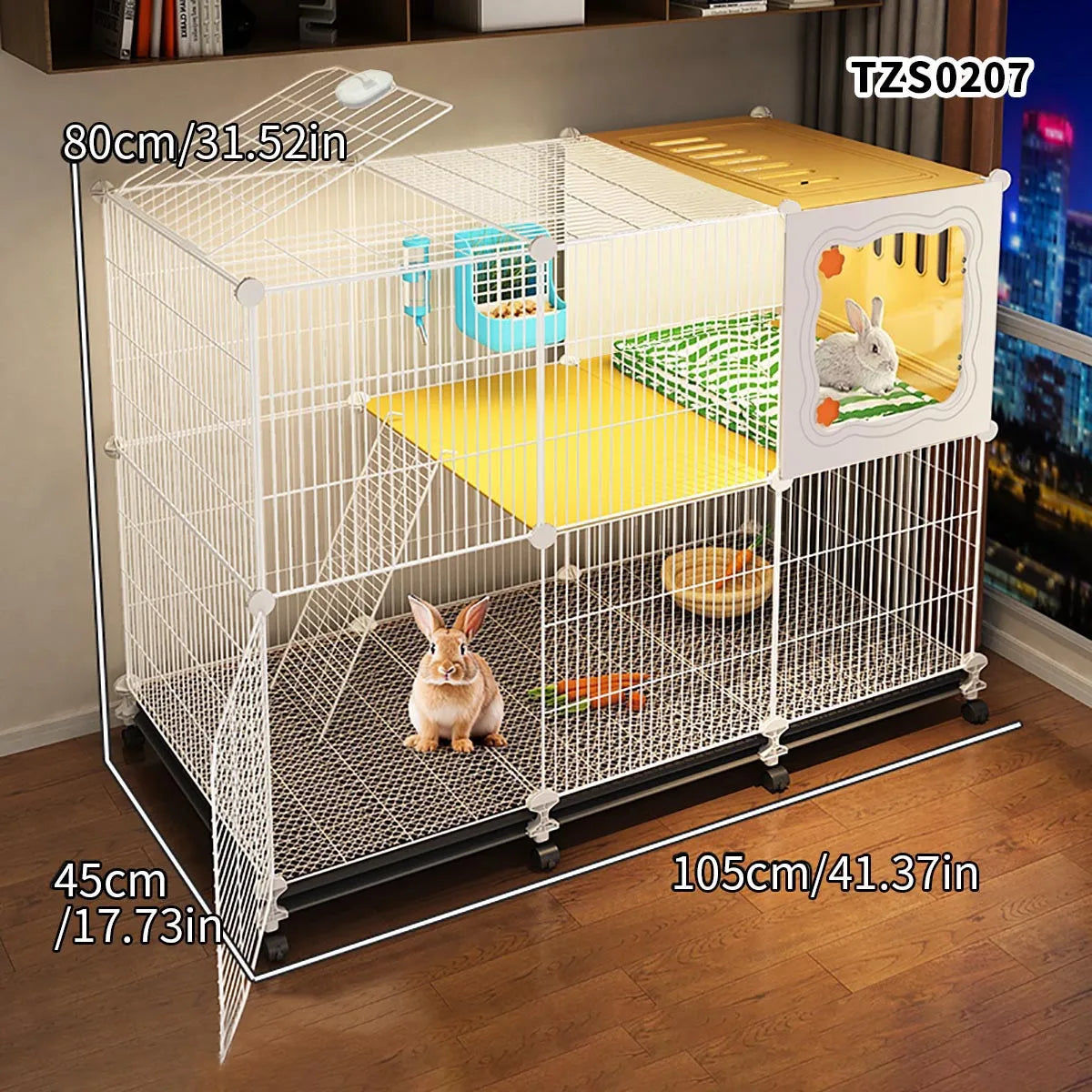 Home-Use Encrypted Mesh Rabbit Cage, Large Indoor Cleaning Base, Guinea Pig-Specific Hiding Spot, Multifunctional Guinea Pig Breeding Cage