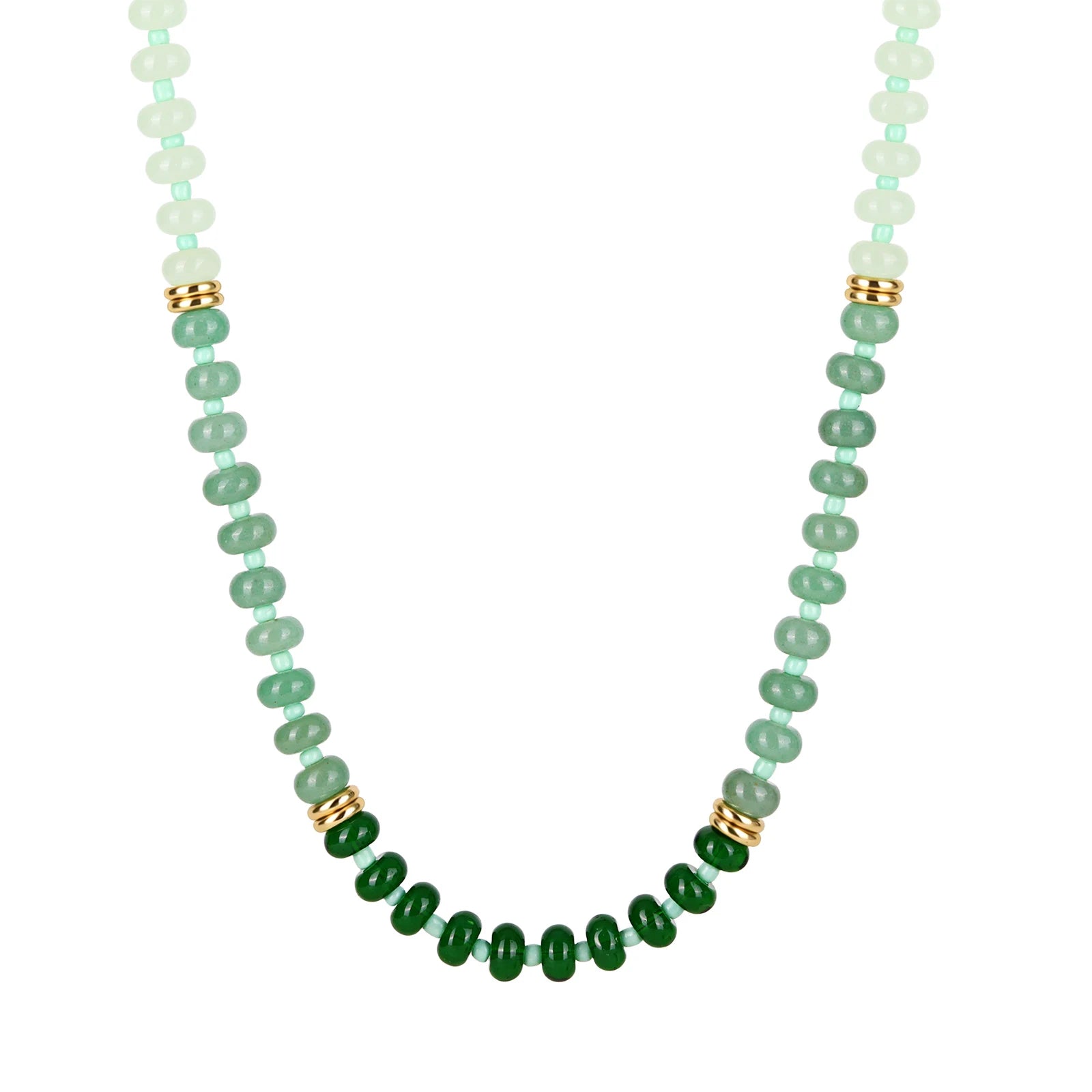 Unique Colored Natural Stone Necklace,Women's Stainless Steel OT Buckle Bead Chain Necklaces,Fashion Jewelry Gifts