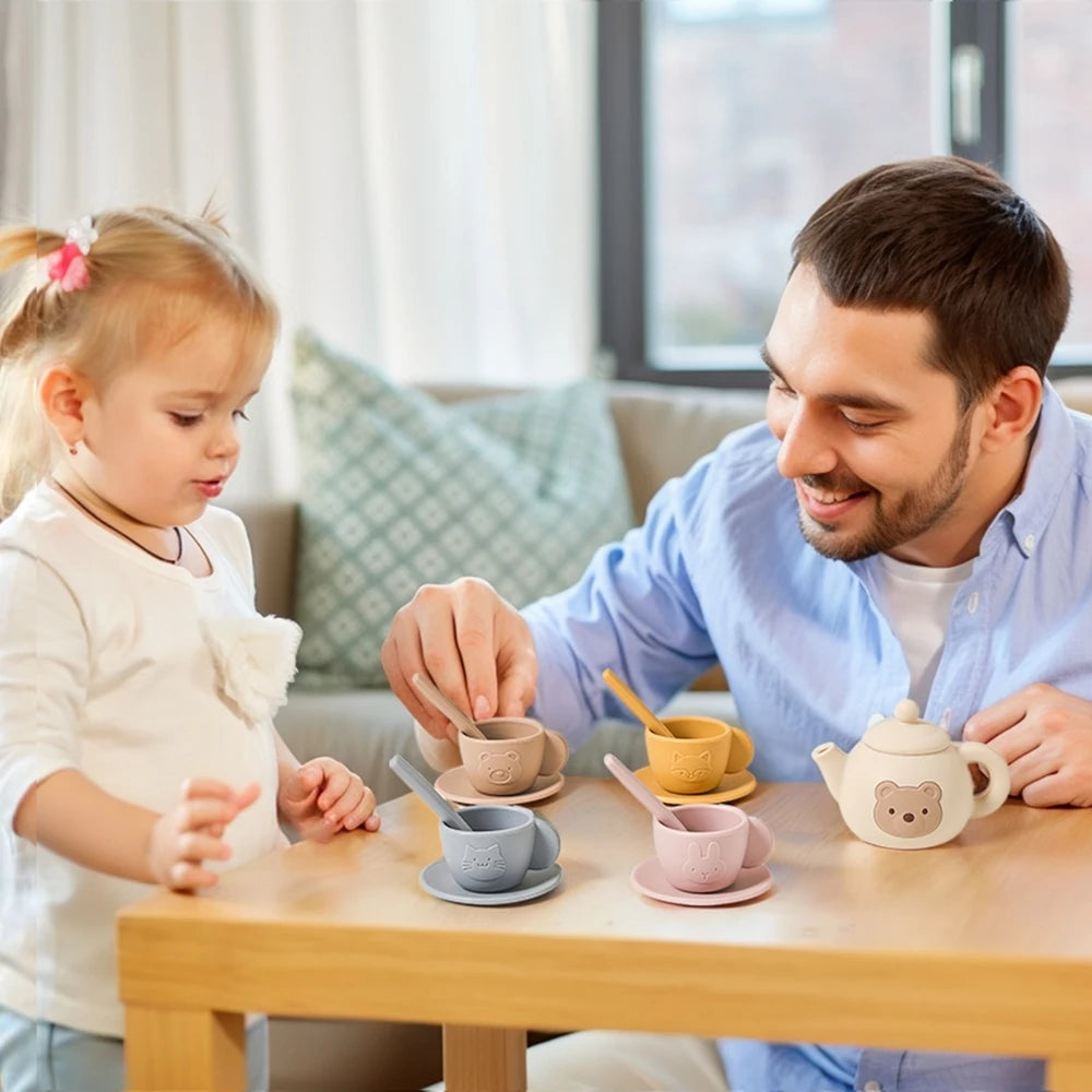 Kids Play House Toys Wooden Tea Set Pretend Make Tea Play With Teapot Teacup Afternoon Snack Role Playing Toys Boys Girls Gift