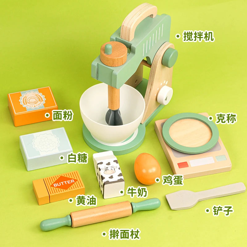 Children Play House Simulation Teapot Girl Tea Kitchen toys, wooden cake kindergarten birthday present