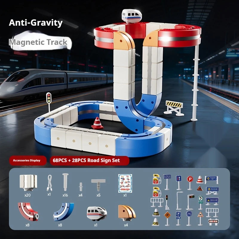 High-Speed Electric Train Set for Kids Magnetic Assembly DIY Educational Gravity-Defying Track Model Car Playset