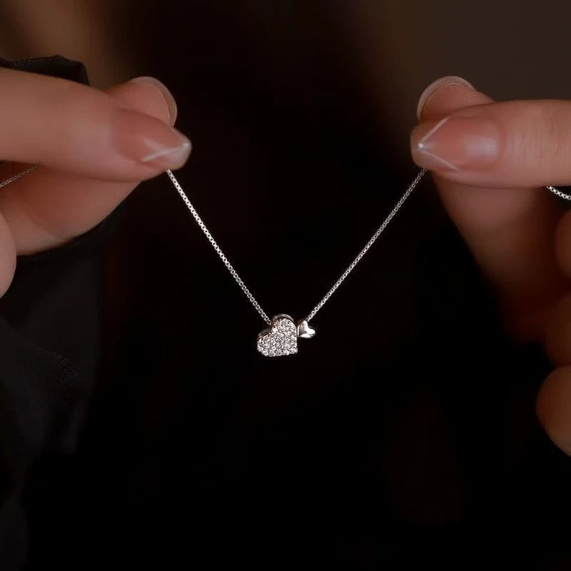 Jkeli 100% 925 Sterling Silver Charm Romantic Love Heart Pendant Box Link Chain Necklace for Women Fashion Wedding Jewelry