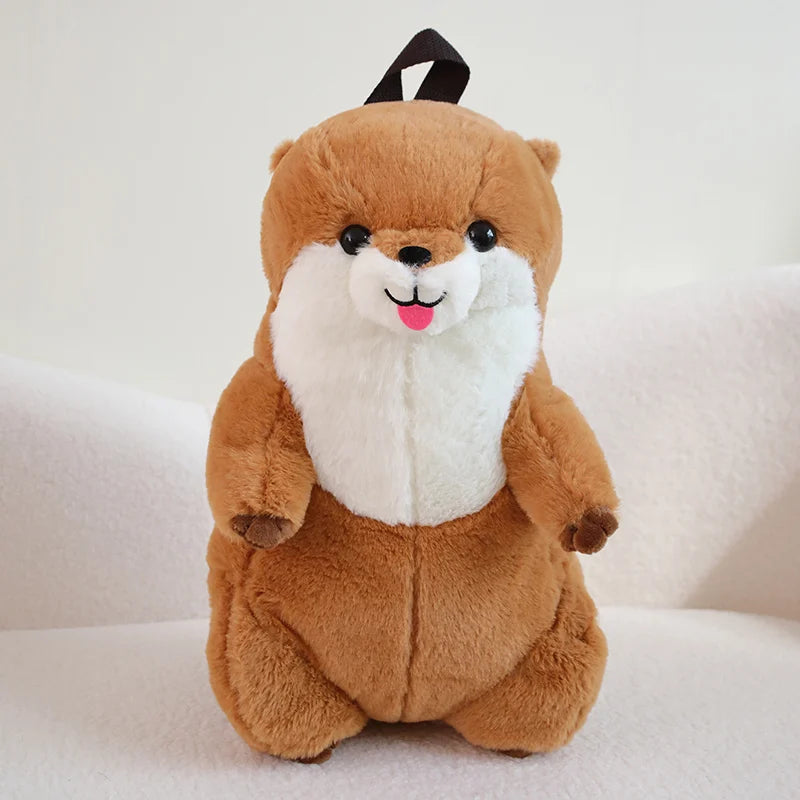 50cm Sea Otter Plush Backpack Cartoon Cute  Plush Toy Soft Stuffed Animal Shoulder Bag for Kids Girls Birthday Gifts