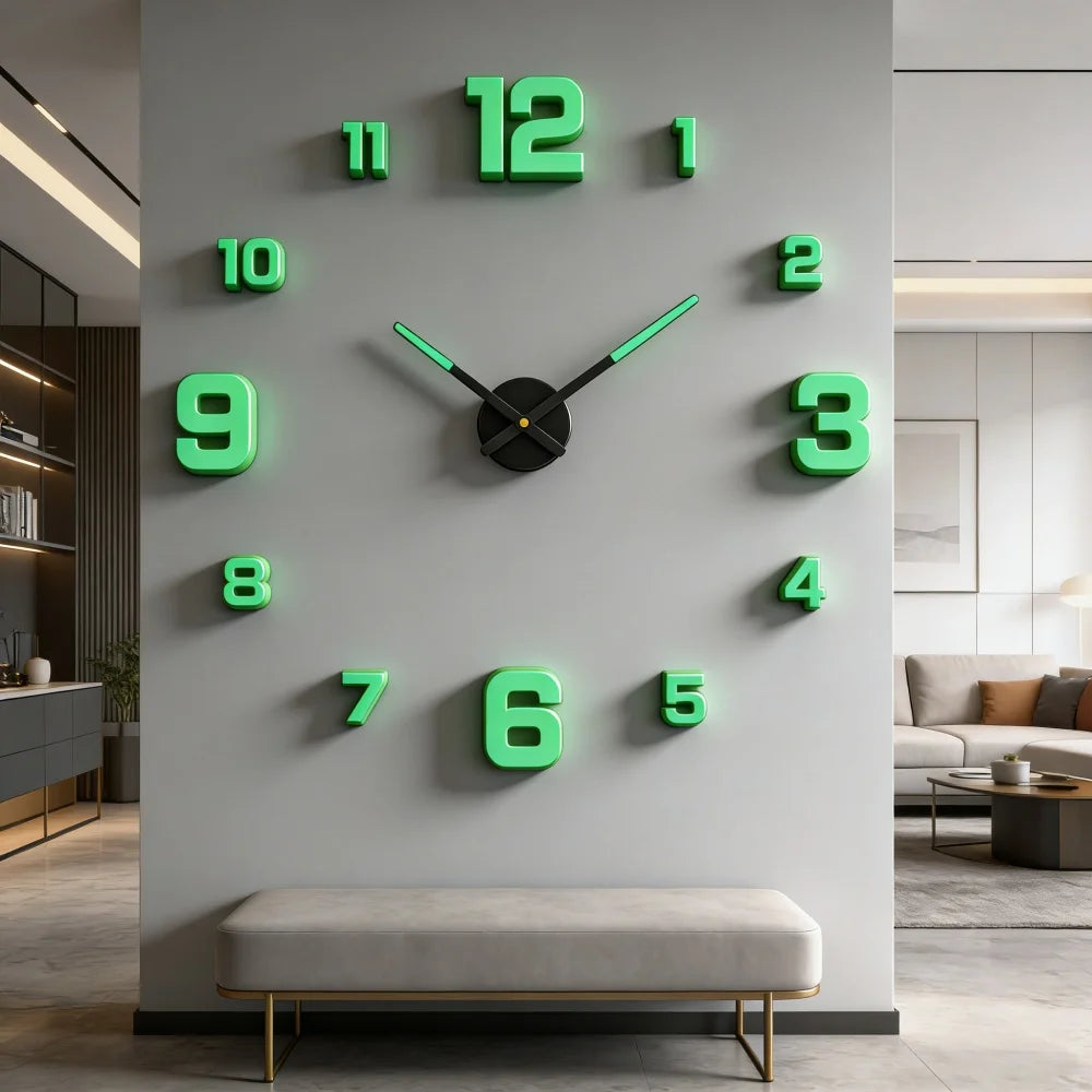 New Modern Design Large Wall Clock 3D DIY Quartz Clocks Fashion Watches Acrylic Mirror Stickers Living Room Home Decor Horloge