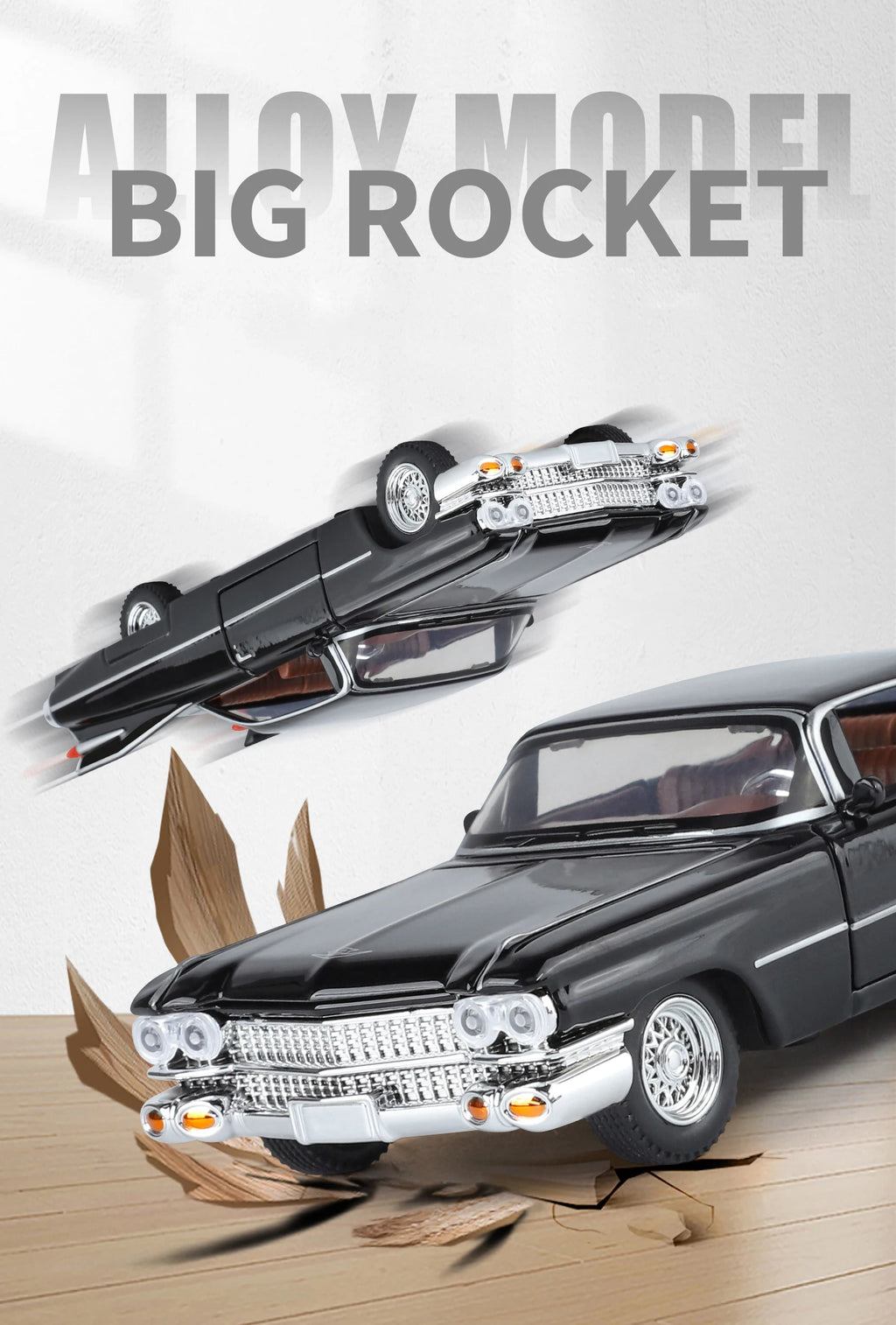 1:32 Cadillac Eldorado Biarritz Classic Retro Car Alloy Metal Diecast Model Car With Sound And Light Pull Back Collection Hobby