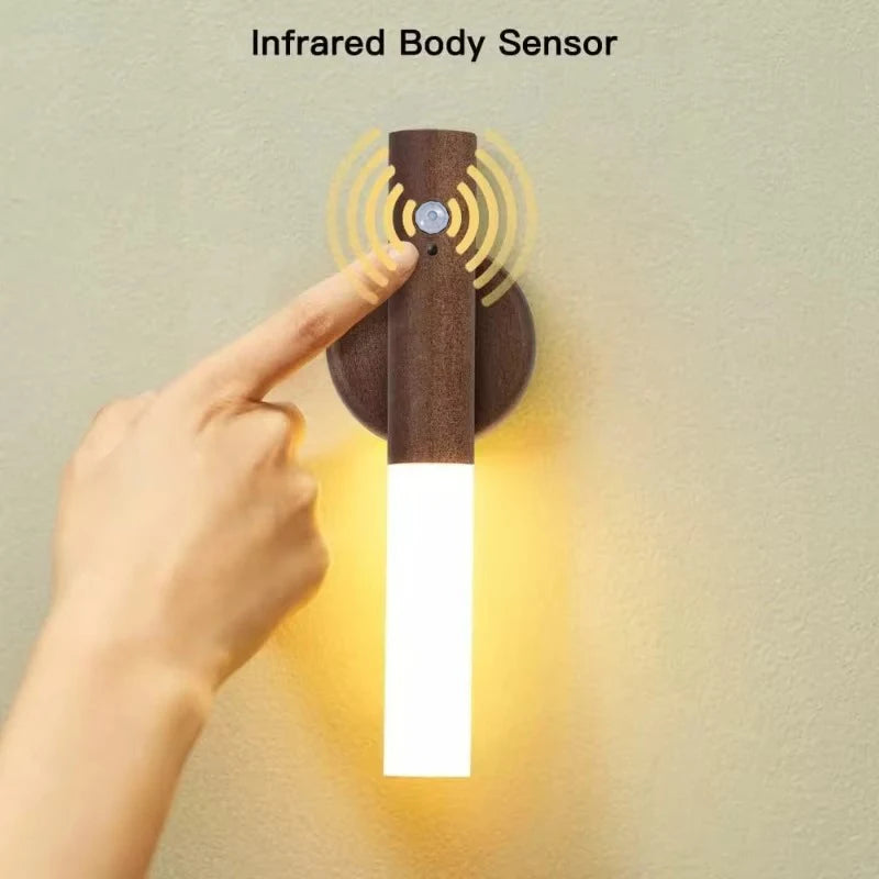 LED Rechargeable Magnetic Wall Lamp Smart Motion Sensor Night Light Portable for Hallway Bedroom Stairs Bathroom Cabinets Decor