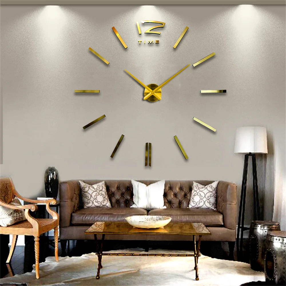 New Modern Design Large Wall Clock 3D DIY Quartz Clocks Fashion Watches Acrylic Mirror Stickers Living Room Home Decor Horloge