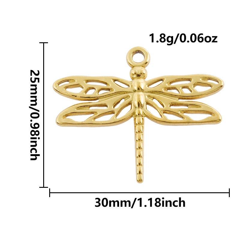 5pcs Stainless Steel Bee Spider Cicada Butterfly Dragonfly Flower Tree Grass Pendants Insects Charms Jewelry Making Accessories