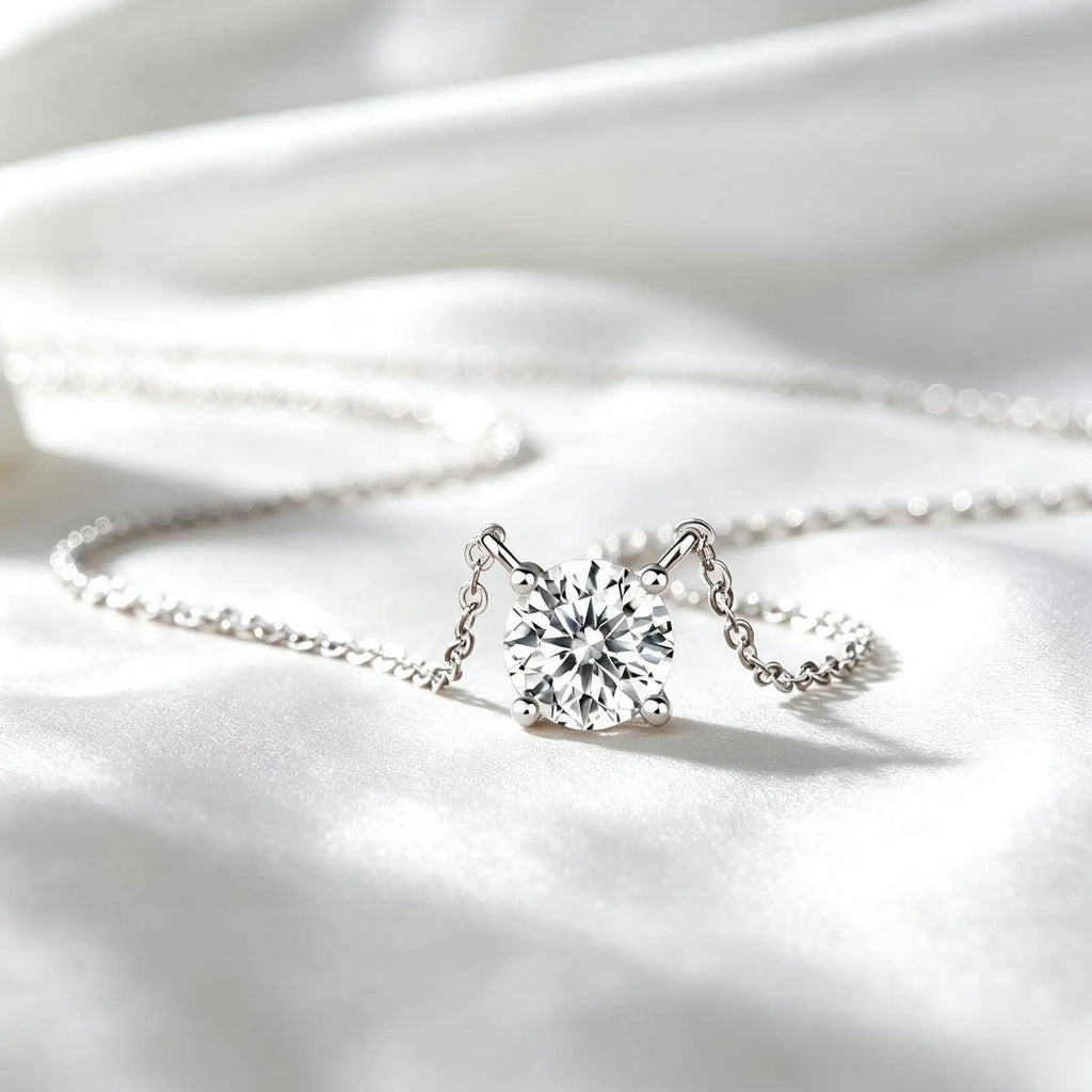 SG Moissanite Diamond 6.5mm 1CT Woman Pendant 925 Silver Necklace For Women Chains Party Bridal Fine Jewelry