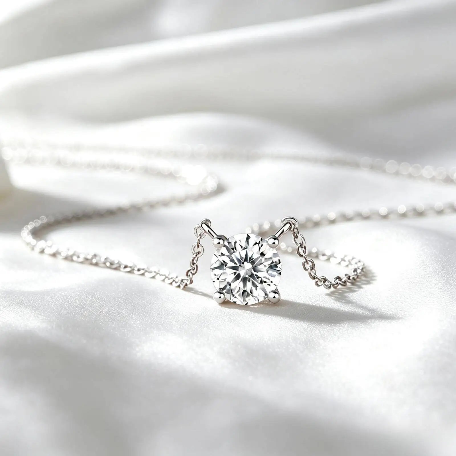 SG Moissanite Diamond 6.5mm 1CT Woman Pendant 925 Silver Necklace For Women Chains Party Bridal Fine Jewelry