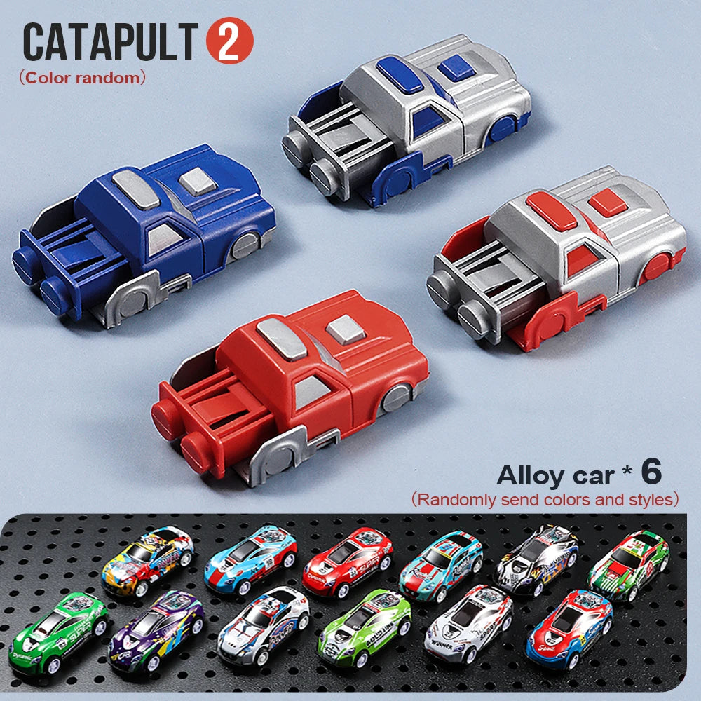 Multi Track Racing Car - Sliding Catapult - Durable and Anti Fall Launcher - Catapult Racing Car Set - Puzzle Education, Brain D