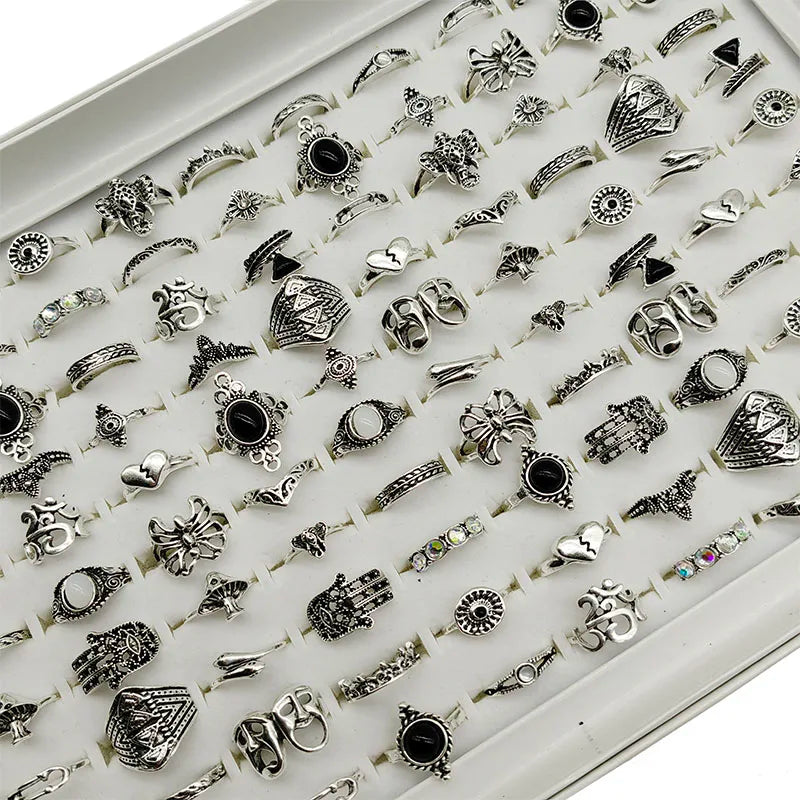 50000 Style Different Finger Rings Wholesale In Stock 100pc/Lot Hot Vintage Silver Gold Color New Alloy Joint Ring Party Women