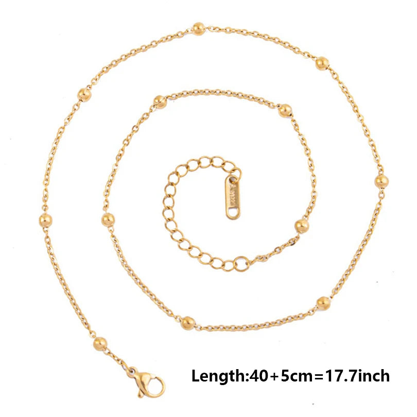 10pcs/Lot Gold Color Stainless Steel Chain 45cm Adjustable Necklace Width 1.2/1.5/1.6/2.2/2.5/3mm Men Women Jewelry Chain Bulk